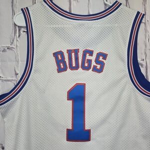 Tune Squad Basketball Jersey Bugs Bunny #1 White‎ Mesh Mens Sz M Michael Jordan